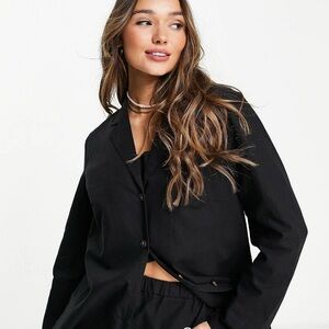 ASOS - Linen Blazer Shirt - Black - US 4
